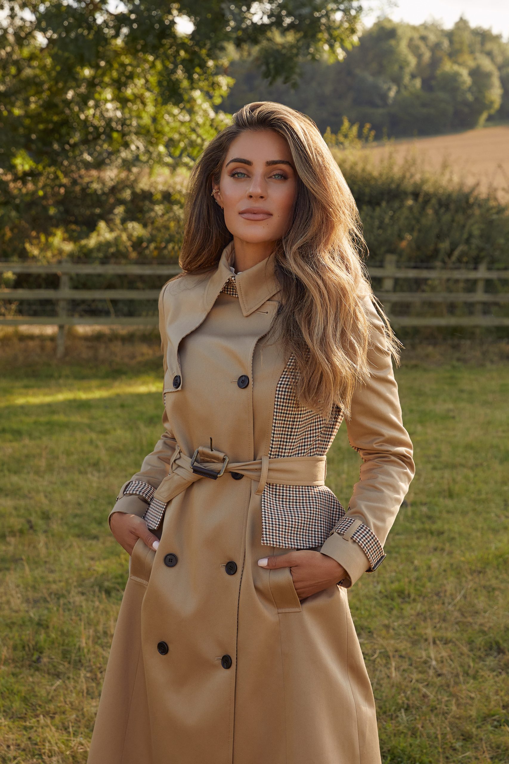 Lydia Millen Check Mix Tailored Trench Coat - Lydia Elise Millen