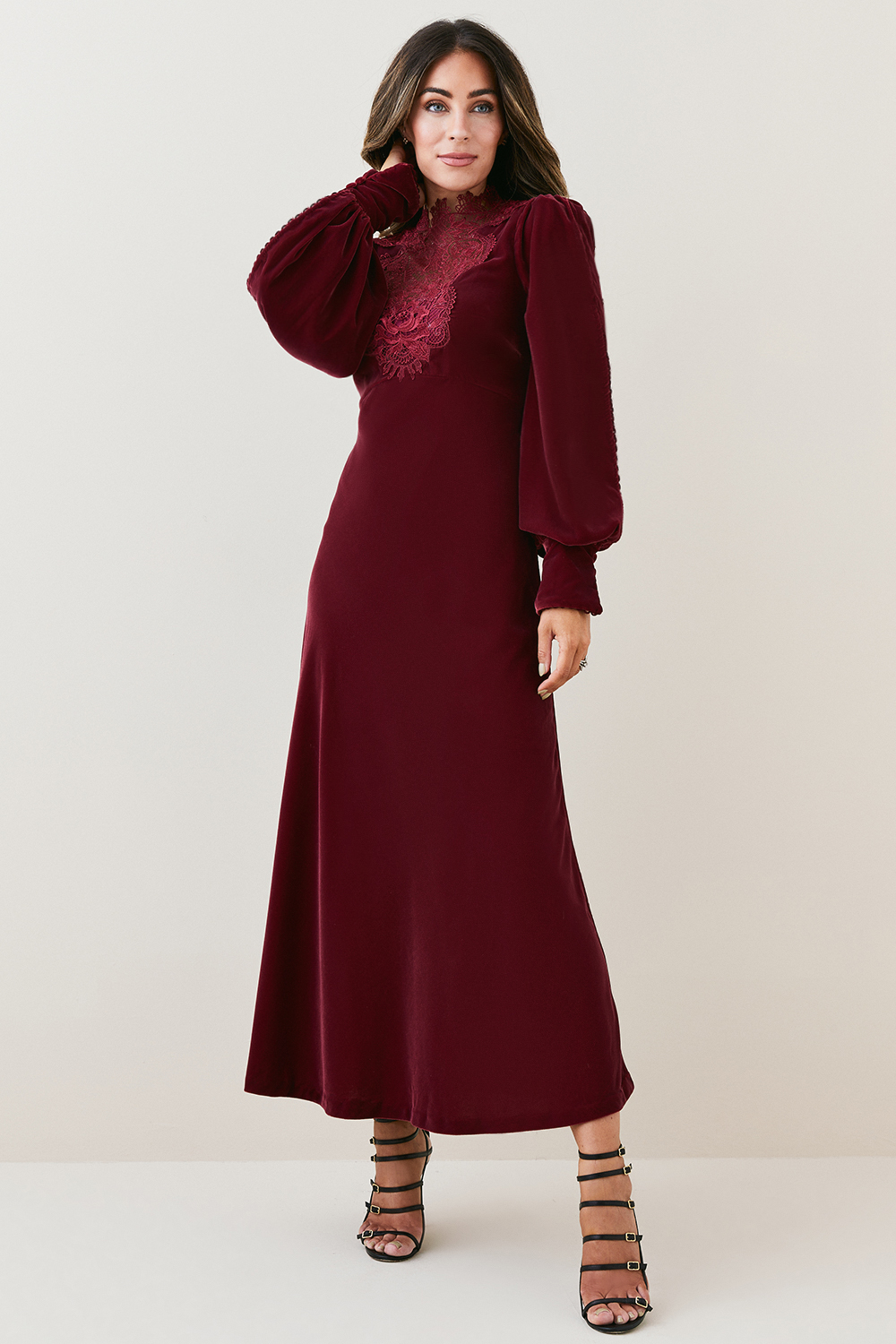 Lydia Millen x Karen Millen Guipure Lace Velvet Maxi Lydia Elise Millen